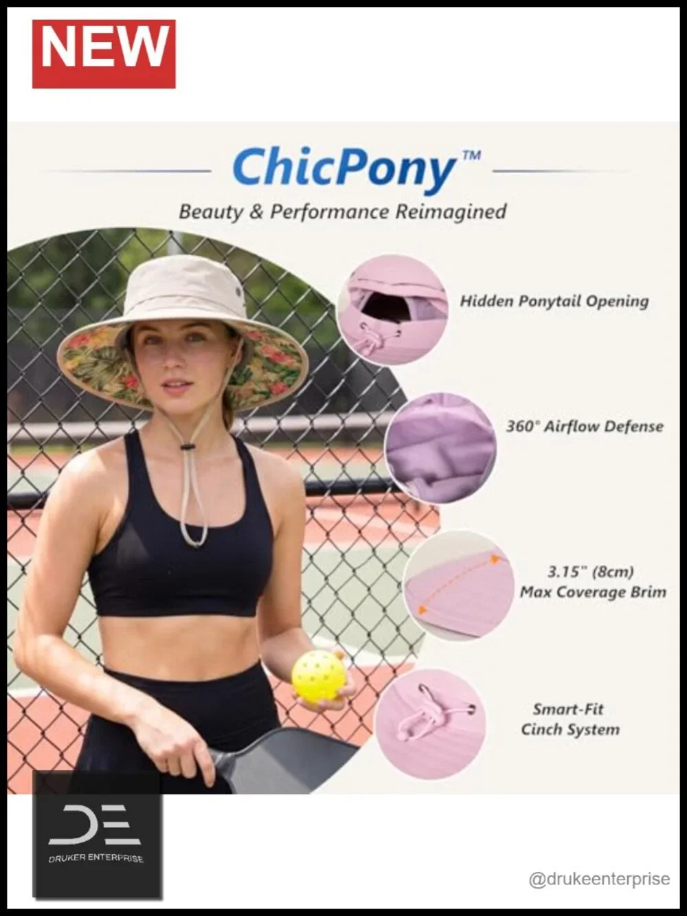 Women's Bucket Sun Hat UPF 50+ Cooling Ponytail Port Quick Dry Nylon